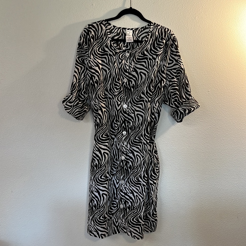 CLOSET CLEAR OUT Roman’s Shirtdress Black and White Zebra Print